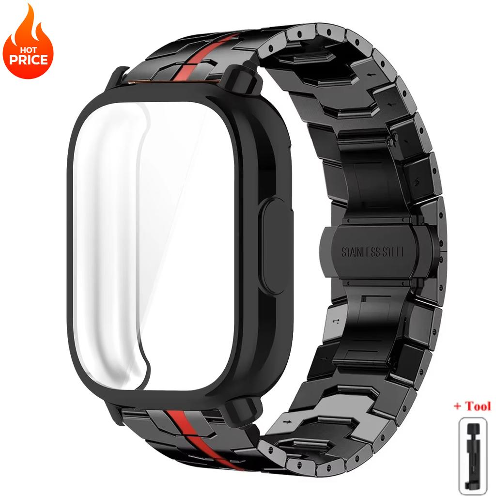 Чехол+Ремешок Для Redmi Watch 5 Active Мягкий ТПУ Чехол Для Xiaomi Redmi Watch 5 Lite Роскошный Металлический Ремешок Для Часов Браслет из Нержавеющей Стали