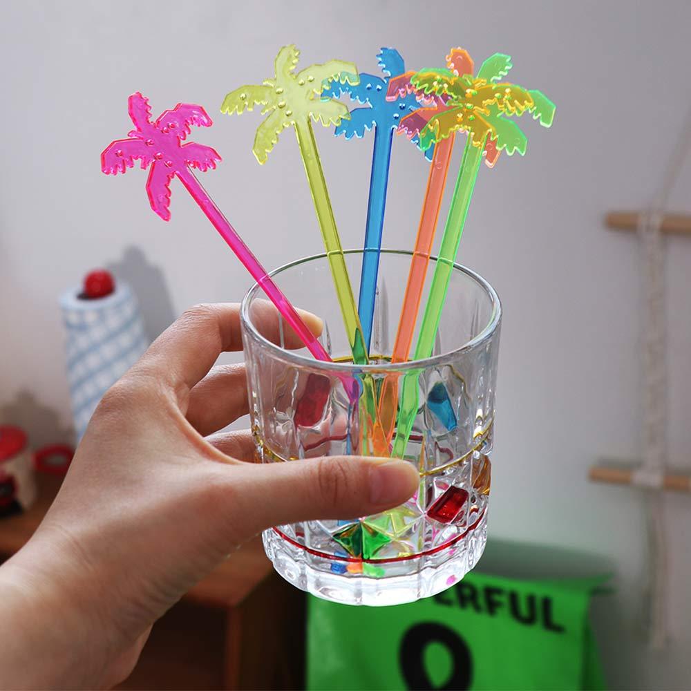 50pcs Colorful Coffee Beverage Stirrer Tropical Summer Juice Drink Stirrers Party Favors