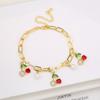 17 Colors Gold Plated Fruit Cherry Crystal Zirconia Adjustable Pearl Bracelet Luxury for Women Girls Casual Daily Party Jewelry