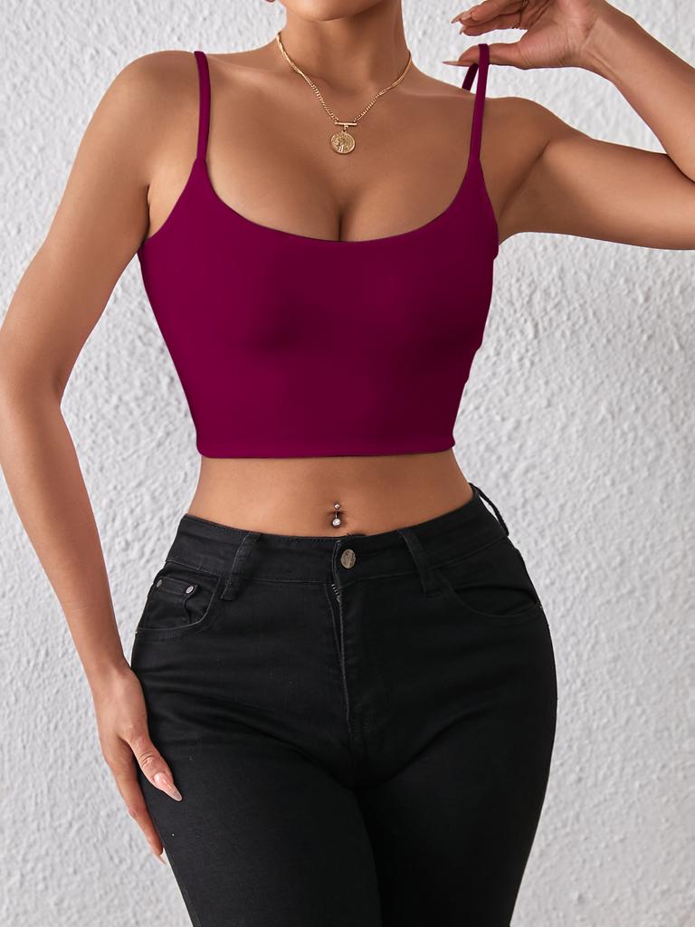 Casual Double Layered Tank Top U Neck Crop Tops Women Summer Camis Solid Color Camisole Fashion Tube Female Sleeveless Cropped Vest Y2K Clothes