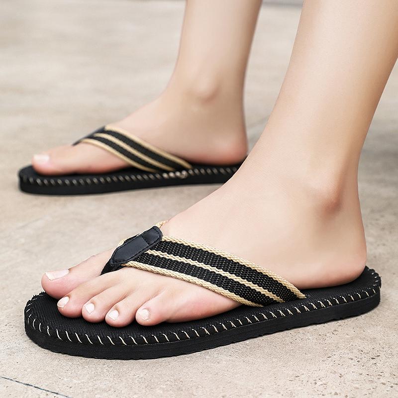 Fashion Summer Men's Flip-flops Canvas Breathable Wading Sandals Comfortable Beach Slippers Casual Shoes Indoor Bathroom Shoes