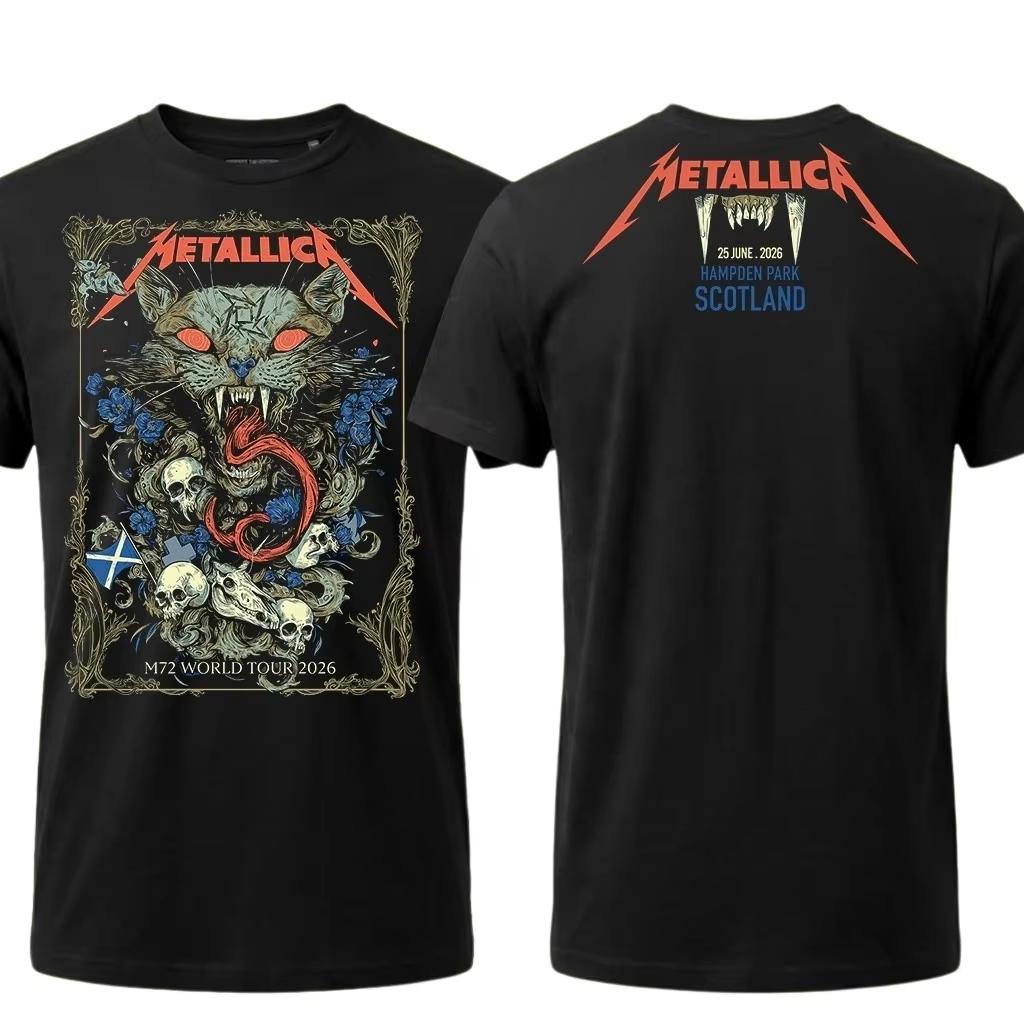 2026 Metallica Band M72 World Tour Budapest T-shirt Men Women Pure Cotton Y2K Fashion Streetwear Short Sleeve High Quality Female Male Clothing