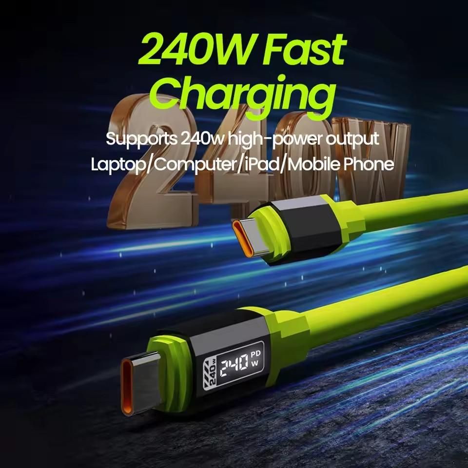 Светодиодный дисплей PD240W Кабель Type C - Type C Кабель для быстрой зарядки и передачи данных для iPhone 15 16 Samsung 27W Кабель USB C - IOS для iPhone 1,5 м