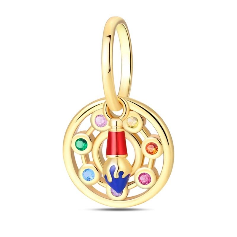 925 Silver Colorful Art Brush Palette Sunflower Painting Charms Beads Fit Qikaola 925 Bracelets DIY Birthday Jewelry