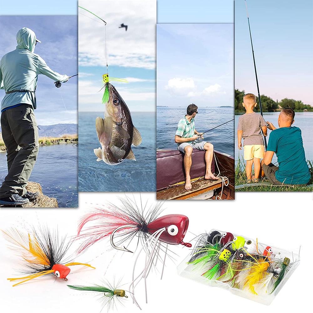 12 шт. Попперы для нахлыстовой рыбалки Рыболовные попперы для форели, лосося, окуня