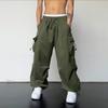 Men's Casual Cargo Pants Fashion Streetwear Classic Man Straight Wide-leg Pants Drawstring Workwear Trendy Loose Cargo Trousers