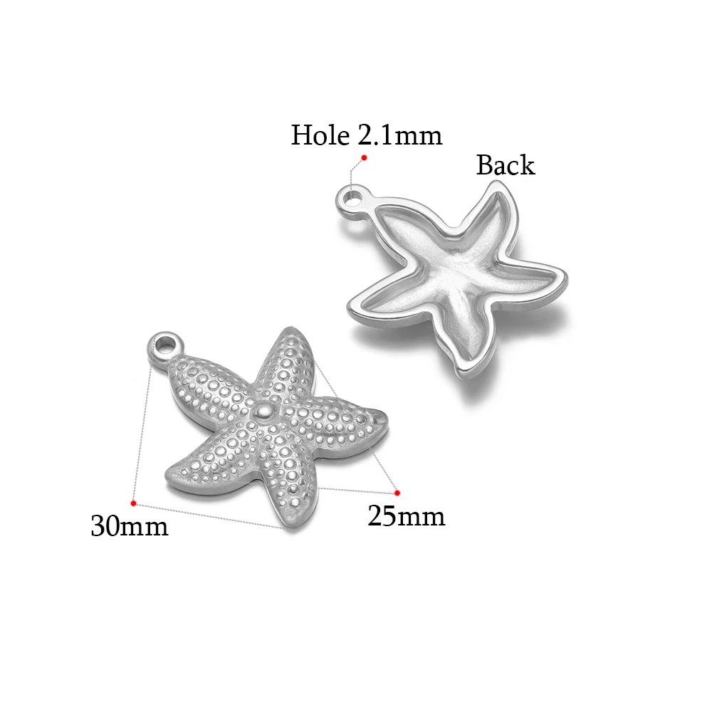 5pcs Gold Starfish Shell Charms for DIY Jewelry Accessories Stainless Steel Necklace Pendant Bracelets Findings Earrings Making