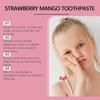 Children's toothpaste: cleans teeth, prevents cavities, gently removes plaque, freshens teeth, and has a fruity flavor.