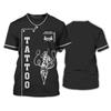 Модная хип-хоп мужская футболка с коротким рукавом и цифровой печатью для татуировщика, повседневный круглый вырез в стиле ретро