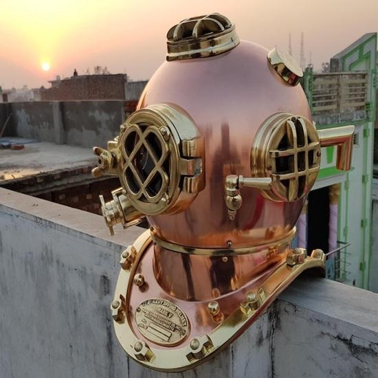 Бостонский шлем для подводного плавания  Шлем водолаза ВМС США Mark V для глубоководных погружений  Медный латунный шлем для дайвинга