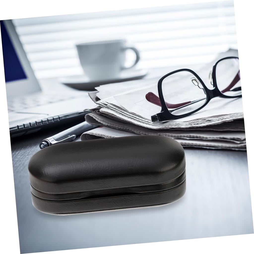 Holibanna Двойной Кожаный Чехол для Очков для Путешествий Легкий Держатель для Солнцезащитных и Очков Черный Чехол, Коробка, Органайзер, Дизайн,