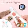 2 цвета, триммер для ногтей для домашних животных со светодиодной подсветкой, предотвращает разбрызгивание ногтей для собак и кошек, пилка для домашних животных, товары для домашних животных