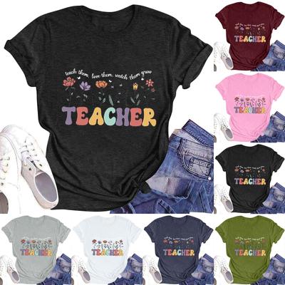 Женская повседневная футболка с круглым вырезом и короткими рукавами с принтом