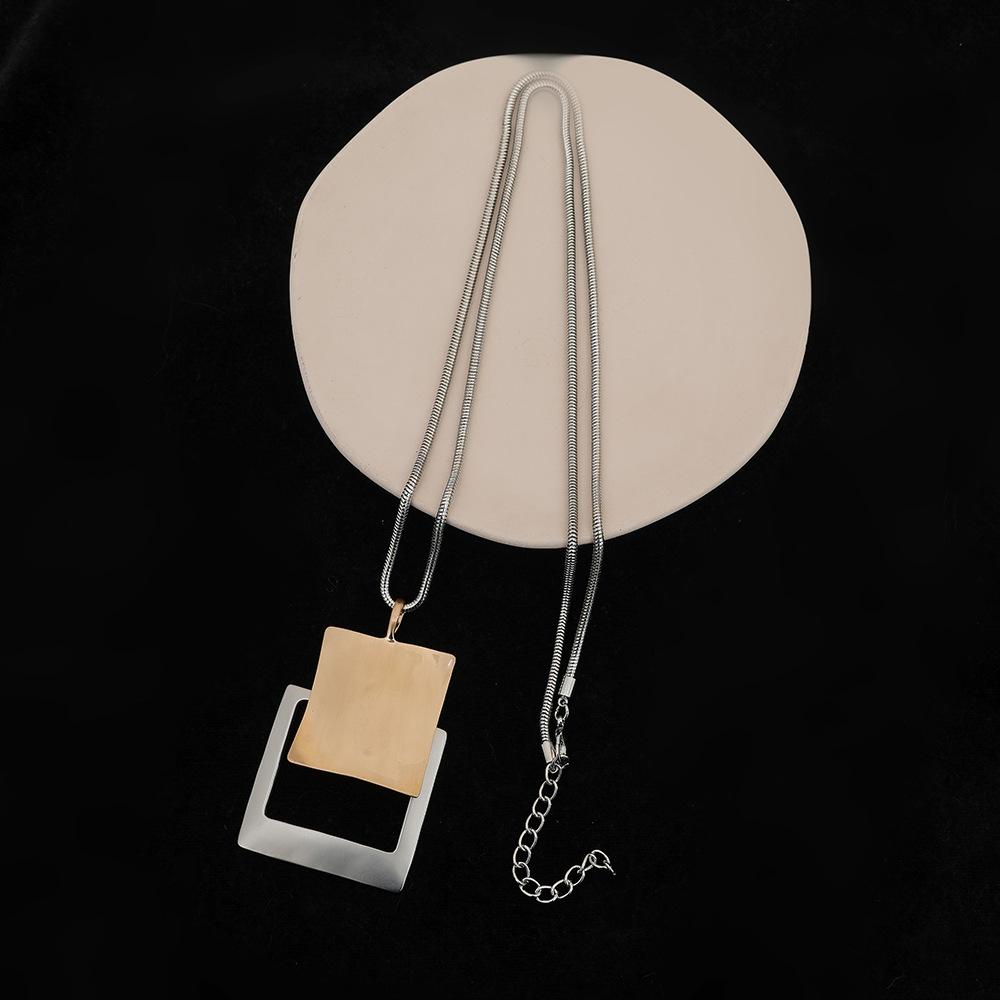 Винтажный стиль двухслойный плиссированный квадратный лист кулон воротник ожерелье женский уникальный шейный ювелирный подарок