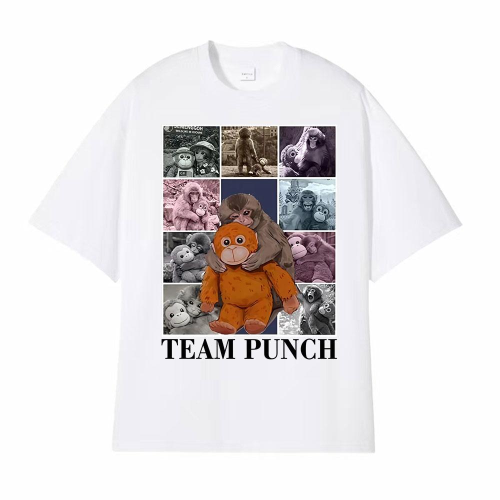 Baby Cute Monkey Punch Graphic Funny T Shirts Unisex Harajuku Summer Short Sleeve T Shirt Men Cotton Crewneck Tshirt Streetwear