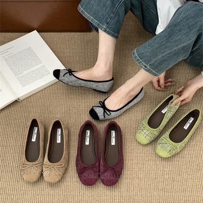 Французские туфли-лодочки на плоской подошве, женские туфли, весна и осень 2025, новые летние красные балетки, элегантные вечерние туфли