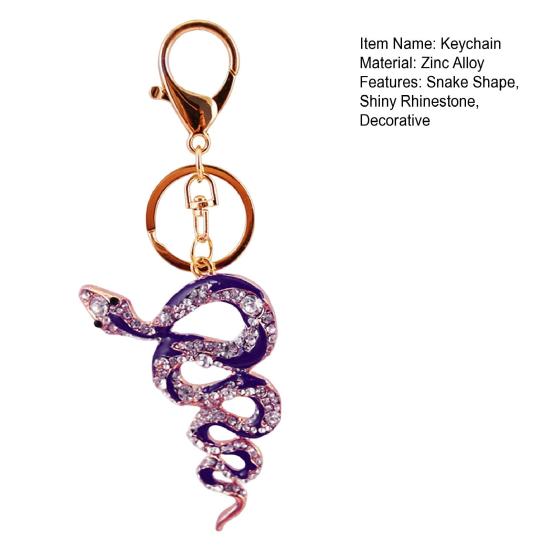 Keychain Shiny Rhinestones Snake Shape Key Ring Decorative Car Key Holder Bag Handbag Charm
