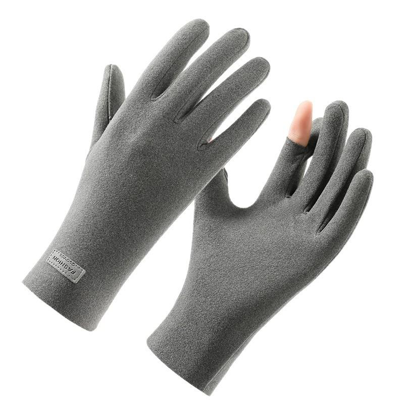 Warm Gloves Women's Autumn and Winter German Velvet Thin Windproof and Cold Leakage Finger Touch Screen Outdoor Sports Driving Cycling Gloves