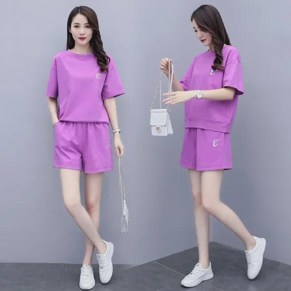 Женский летний вышитый комплект из двух предметов: Топ с короткими рукавами и повседневные свободные шорты