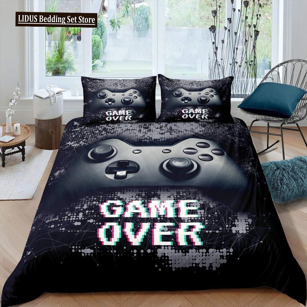 Игровой комплект постельного белья с пододеяльником King Size Игровой комплект с одеялом Видеоигры Мальчики Подростки Дети Геймпад Игровой контроллер 3 шт. Комплект постельного белья