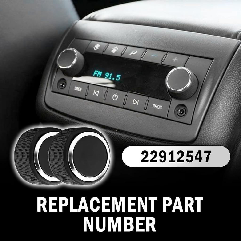 2PCS Car Radio Knobs Replacement OEM#22912547,Anti-Slip Volume Knob Compatible with Cadillac Escalade Buick Enclave Chevy GMC,Rear Audio Volume