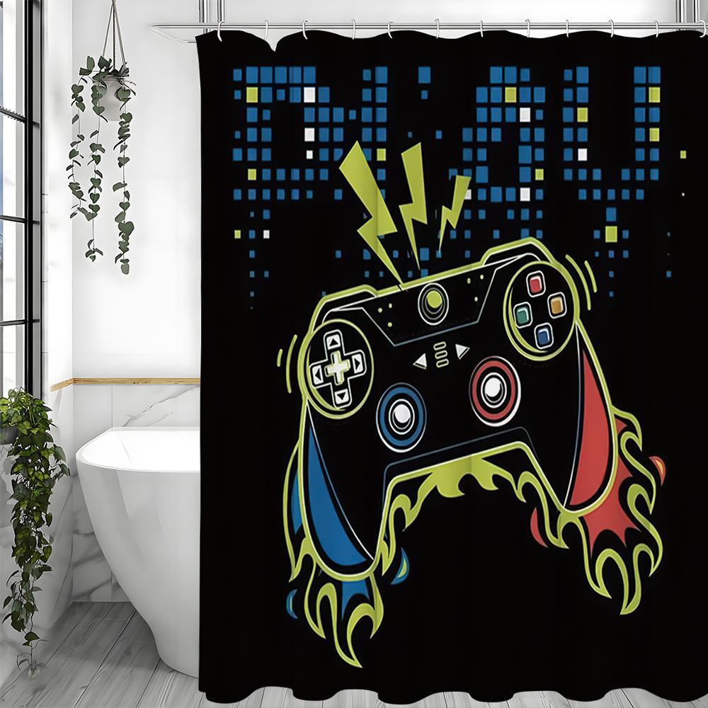 Cool game console shower curtain, bathroom decorative shower curtain shower curtain, waterproof with hook shower curtain