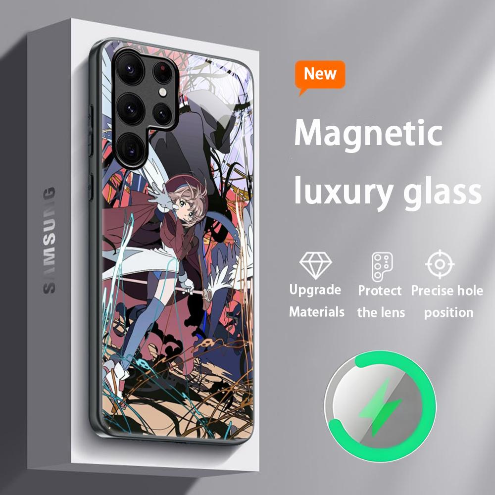 Прекрасный чехол для телефона Cardcaptor Sakura для Samsung S25 S24 S23 S22 S21 S20 Plus Ultra Note20 Стеклянный магнитный чехол