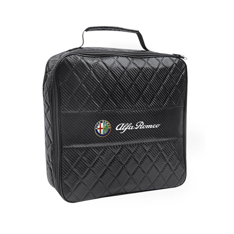 RYXA9 Leather Car Charging Cable Storage Box New Energy Charger Portable Bag For Alfa Romeo 4C 159 166 Spider Giulia Giulietta 156 GT