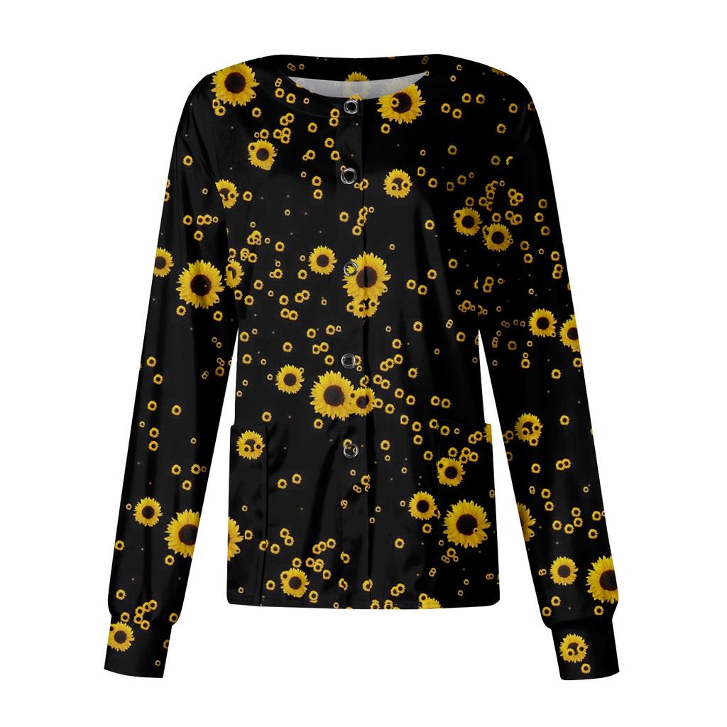 Женский повседневный однобортный однобортный кардиган с длинным рукавом и принтом, рабочая одежда, топ