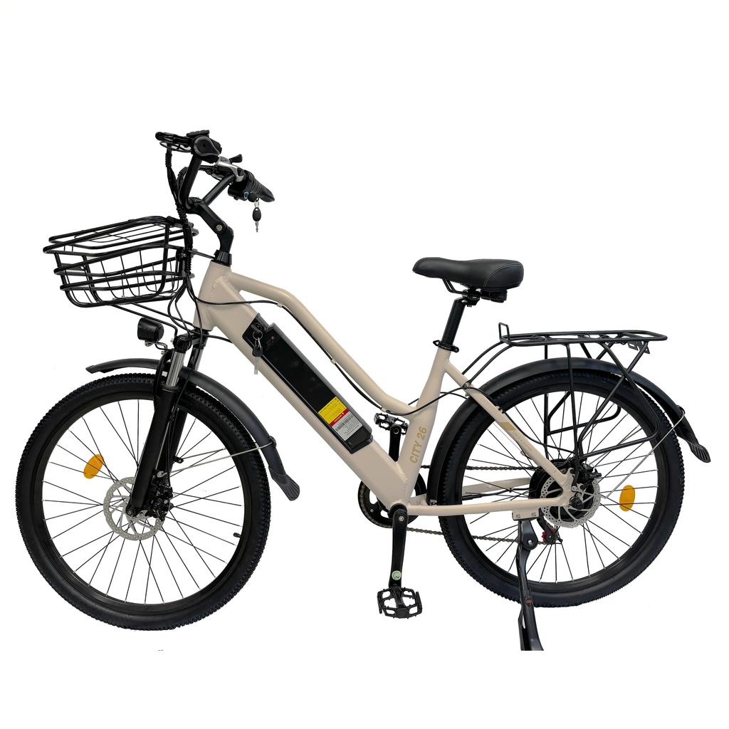 ORLMS City Lady Blue/Black/Grey 500W motor+48V15AH battery 26 * 1.75 inch tires Ximano 7-speed power-off disc brake electric bicycle