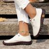 2024 New Spring Casual Women Shoes Platform Loafers Lace Up Leather Flats Slip-On Mom Shoe Mujer Zapatos Chaussure Femme
