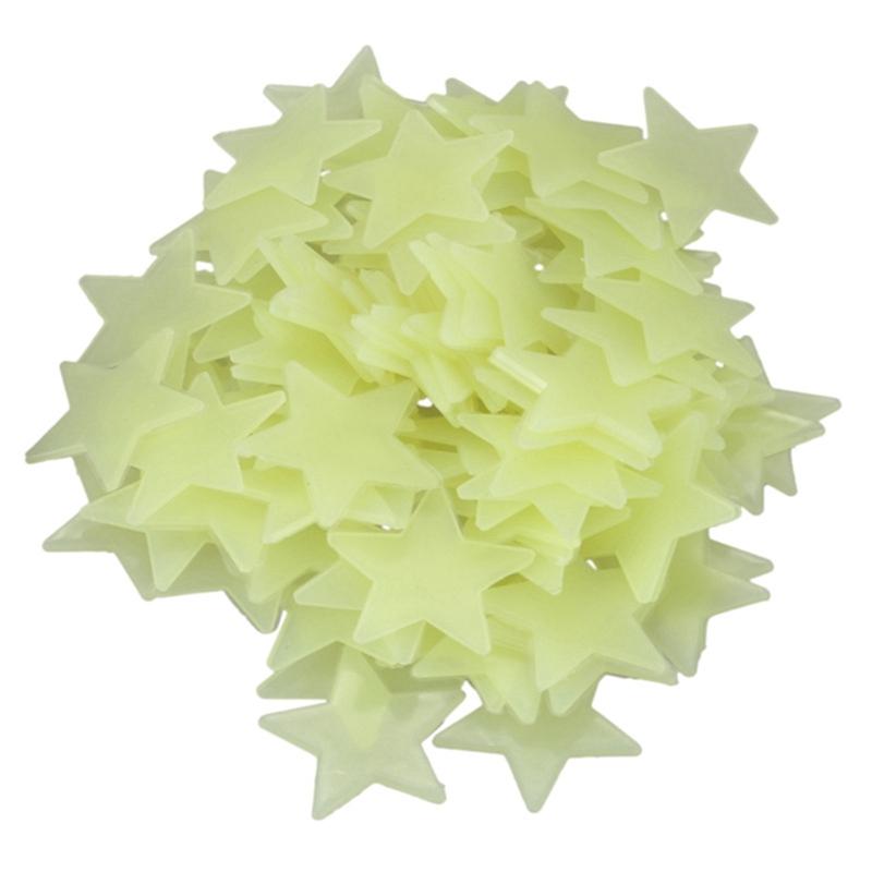 100 шт. флуоресцентные светящиеся в темноте наклейки на стену в виде звезд для украшения детской комнаты, гостиной, детской спальни, потолка, домашнего декора