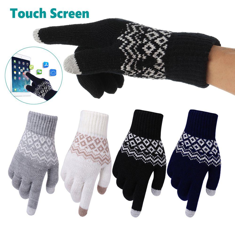 Outdoor Driving Cycling Elastic Cuff Warm Knit Gloves Touch Screen Gloves Mittens Winter Gloves