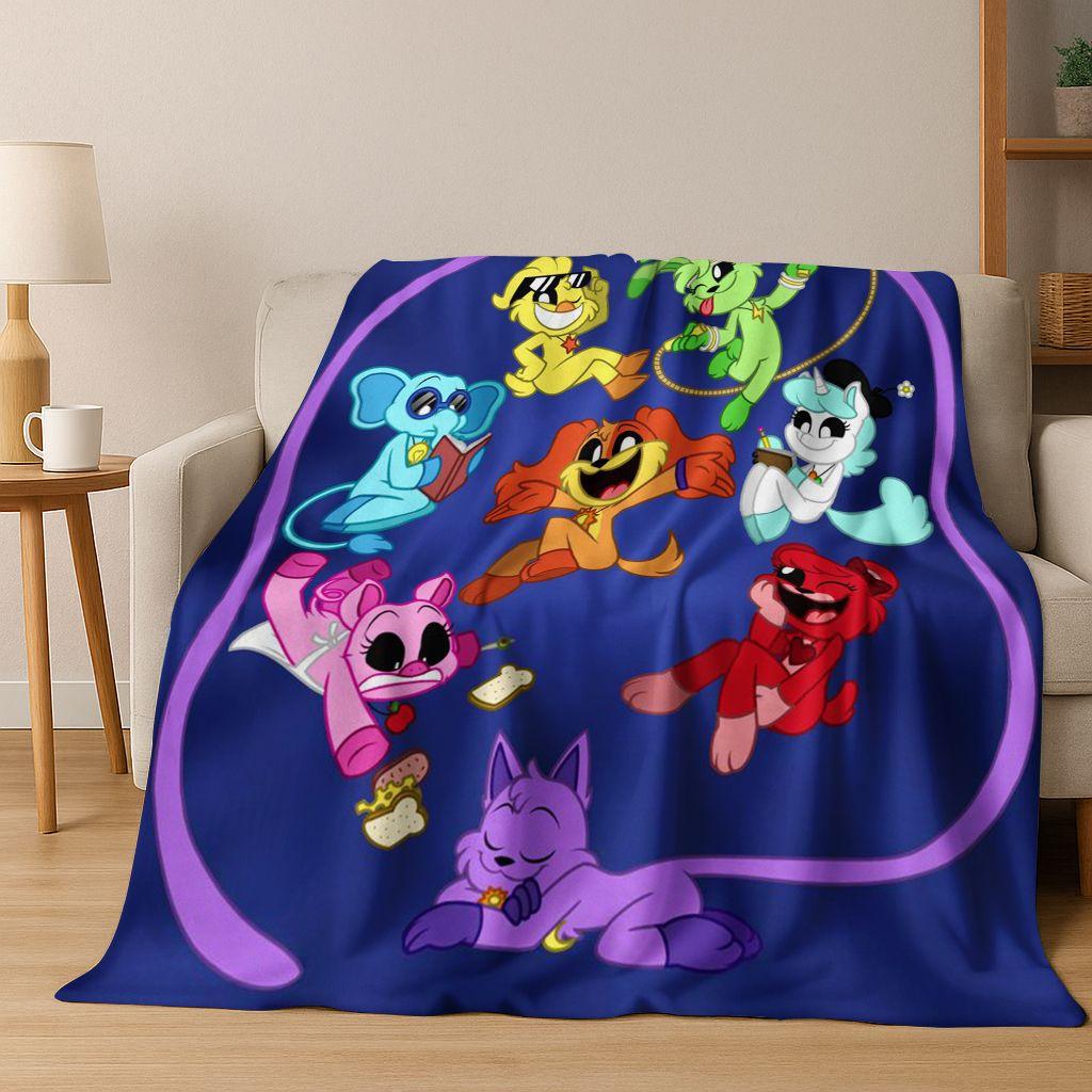 Мультяшное S-Улыбающееся C-Существа Craftycorn Catnap Art Фланелевое Одеяло, Уютное Мягкое Плед для Дома Спальни Кровати Дивана Покрытие Подарок