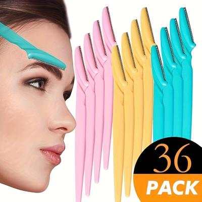 Женская бритва для бровей и лица, бритва из нержавеющей стали с защитным колпачком, простая в использовании, безопасная для удаления тонких волосков с бровей, шеи и лица.