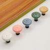 Ceramic Cabinet Drawer Door Knob Cupboard Wardrobe Embossed Round Pull Handle with 25mm Screw
