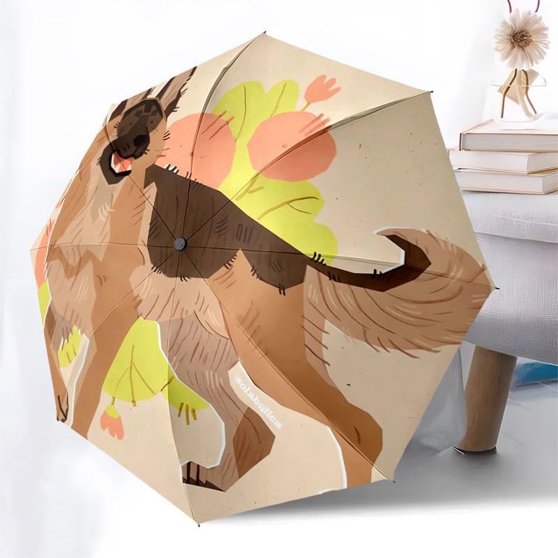 1pc German Shepherd in Garden Umbrella with Plastic Handle,Suitable for All Seasons Home Travel Outdoor Umbrellaptys31040