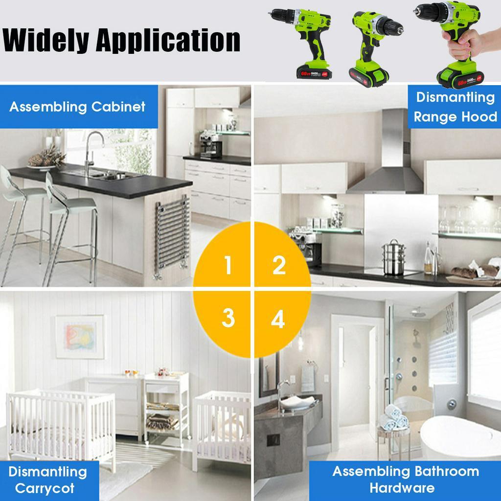 Отвертка-шуруповерт и светодиодный рабочий фонарь и аккумулятор 8400 мАч 25+1 Н.м Электрическая аккумуляторная дрель 68 В