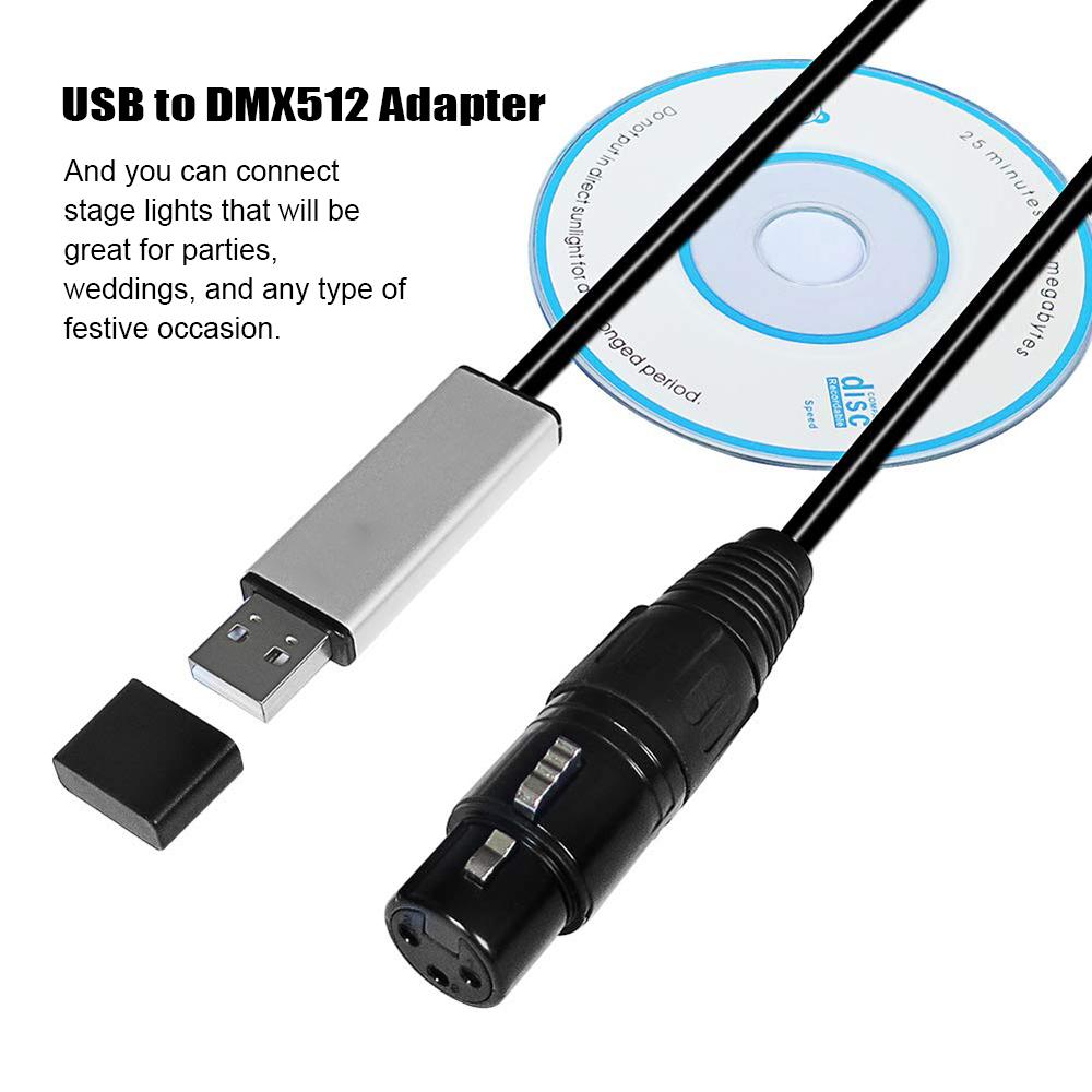 USB-адаптеры интерфейса DMX512 Контроллер сценического освещения DMX512 для компьютера PC Кабель диммера Поддержка Win10