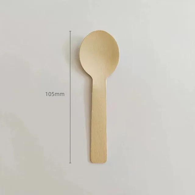 100pcs Disposable Wooden Spoon Knife Forks Biodegradable EcoFriendly Tableware Western Dessert Ice Cream Scoop for Party Picnic