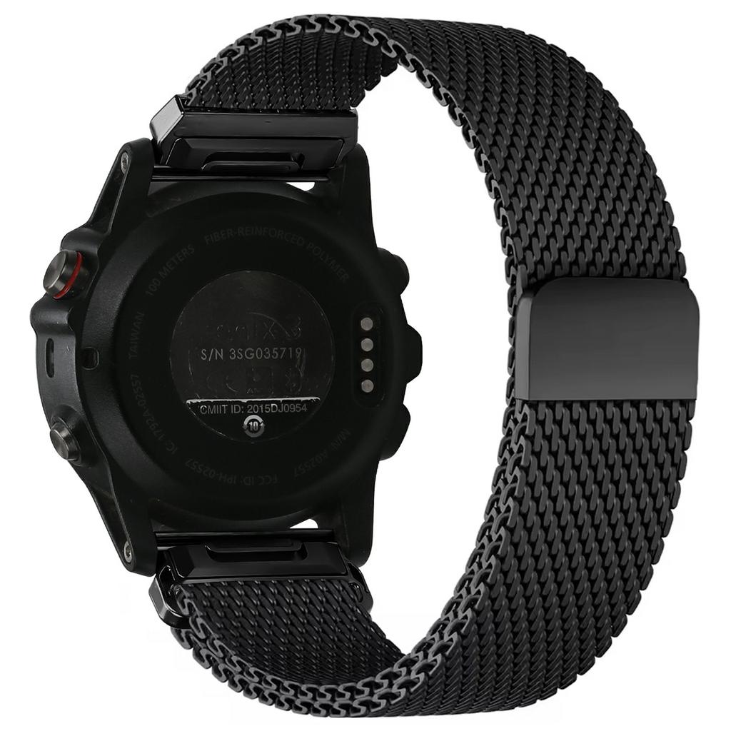 Watch Band for Garmin Fenix 5X/6X/7X/Fenix 8 Pro AMOLED 51mm Magnetic Stainless Steel Reinforced Milanese Mesh Strap