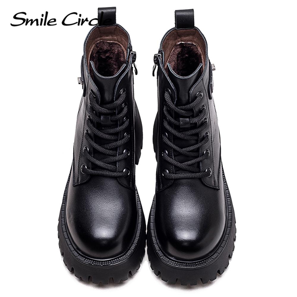 Ботинки из натуральной кожи. Женские зимние мягкие ботильоны. Модные повседневные ботинки на толстой подошве.