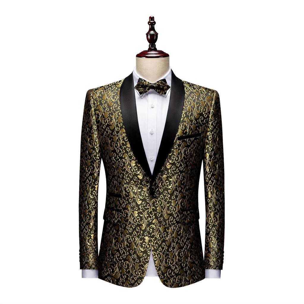 Мужские пиджаки жаккардовый костюм многоцветный тонкий выпускной свадебный сценический костюм