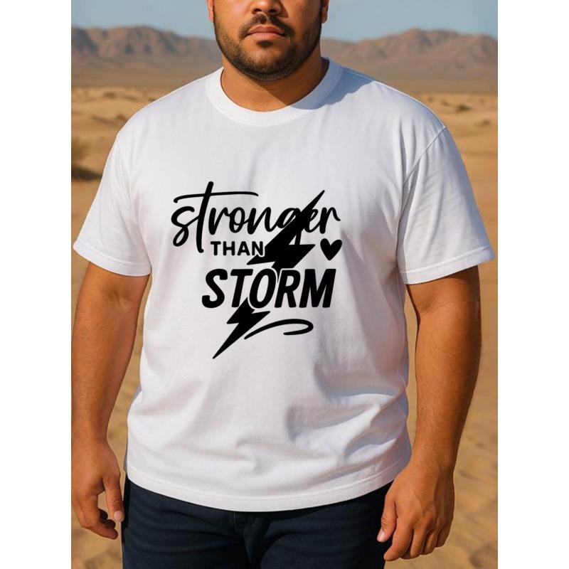 Европейский размер STRONGER THAN STORM Мужская футболка с принтом и коротким рукавом, Повседневная офисная футболка с принтом, Высококачественная футболка из чистого полиэстера
