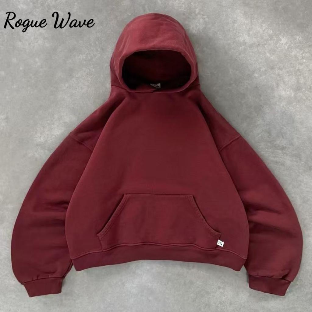 RogueWave European and American Fashion Loose Hooded Solid Color Street Sports Top