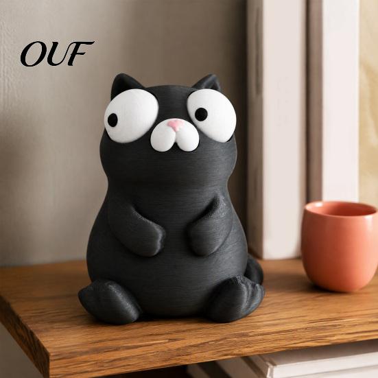 Desktop Ornaments 3D Printed Funny Cartoon Cat & Goose Figurine with Movable Eyes, Cute Animal Desk Decor, Stress Relief Gift for Home Office Healing