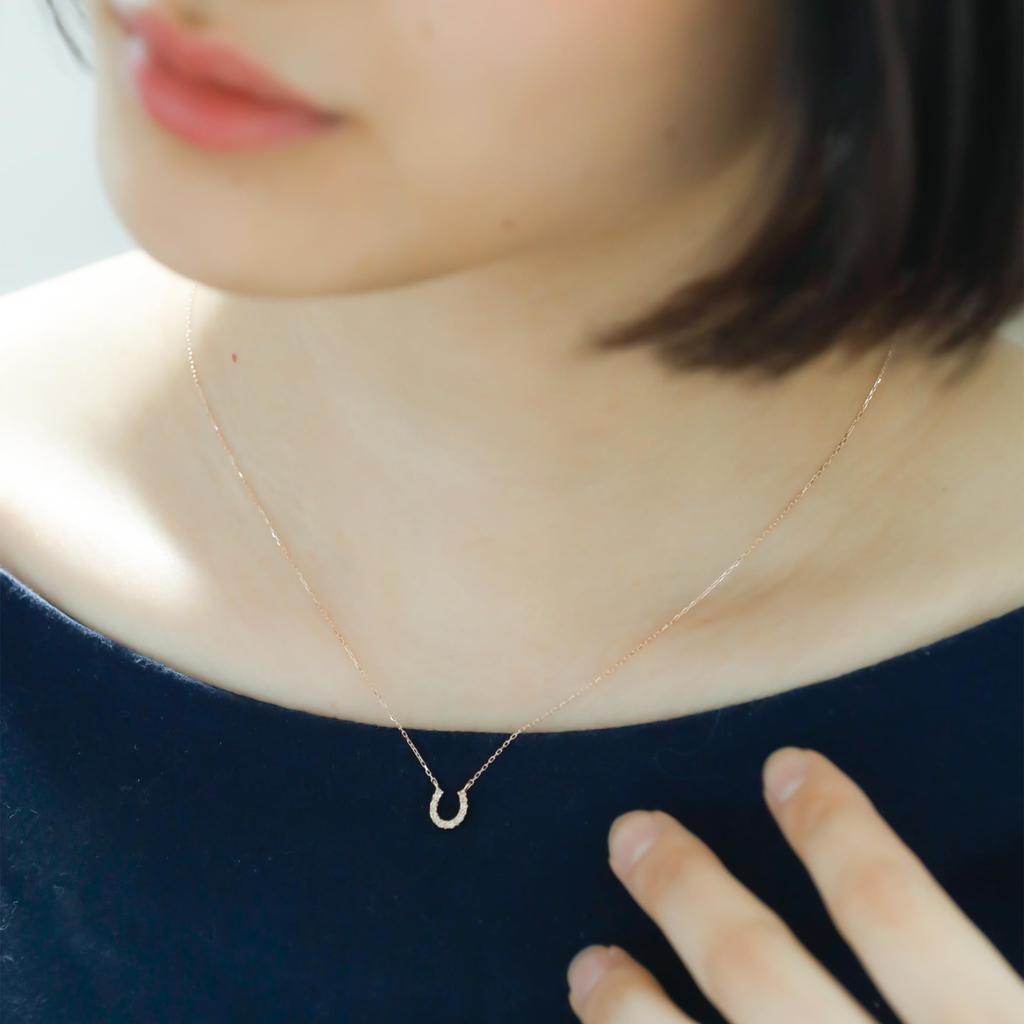 K10 Pink Gold Diamond Horseshoe Necklace [Bloom] 0442-6818-0012-0000