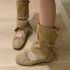 Women's Fashion Ballet Shoes Summer New Round Head Shallow Mouth Breathable Bow Flat Cool Boots