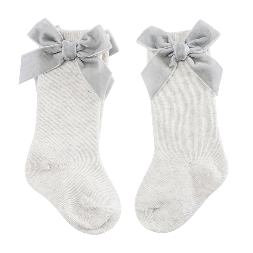 Носки для девочек Носки принцессы с бантом Гольфы для младенцев Носки до колена Тонкие хлопковые носки для новорожденных