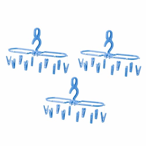 NK Products Laundry Hangers for Jeans and Small Items, Sky Blue, Set of 3, 2149